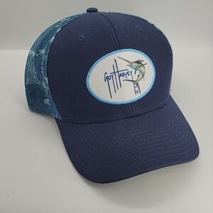 Guy Harvey Hat  Men's Trucker Mesh Hat Navy Blue Adjistable Size OS